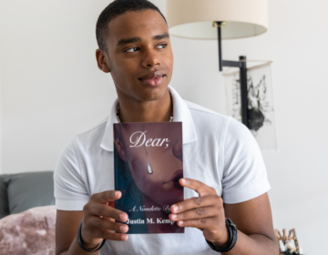 Justin Kemp, 17, author of “Dear,” a book about his mental health journey. (Kimberly Paynter/WHYY)