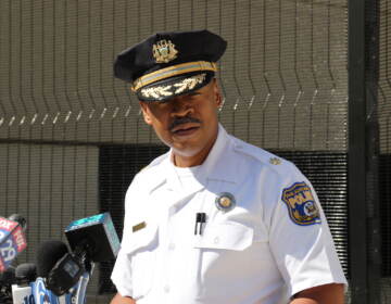 Officer Ernest Ransom speaks at a press conference