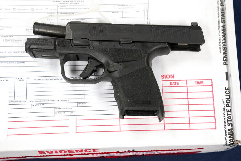 A close-up of an alleged straw purchased weapon.