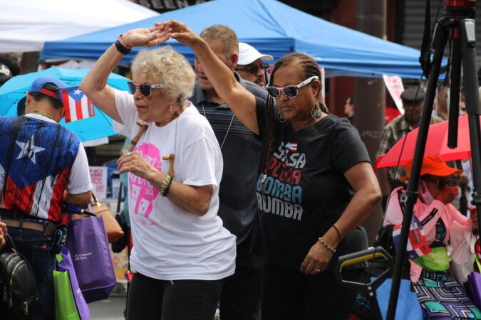 El Centro del Oro turned into a dance floor on Sunday during the 39th Feria del Barrio. (Cory Sharber/WHYY)