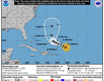 Hurricane Lee is expected to restrengthen in the coming days, the National Hurricane Center said Sunday.