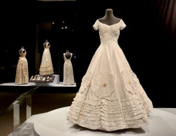 A replica of Jacqueline Kennedy's wedding dress on display at Winterthur