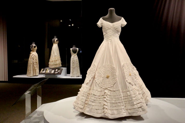 A replica of Jacqueline Kennedy's wedding dress on display at Winterthur