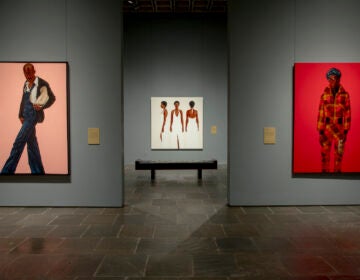 Artworks from the Barkley L. Hendricks exhibition are displayed on Monday, Sept. 18, 2023 at The Frick Madison in New York. Hendricks, who died in 2017, is the first artist of color to have a solo exhibit at the Frick. ''Barkley L. Hendricks: Portraits at the Frick'' is open now through Jan. 7, 2024.