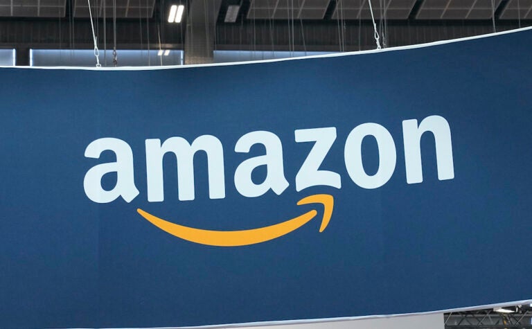 The Amazon logo is photographed at the Vivatech show in Paris, on June 15, 2023