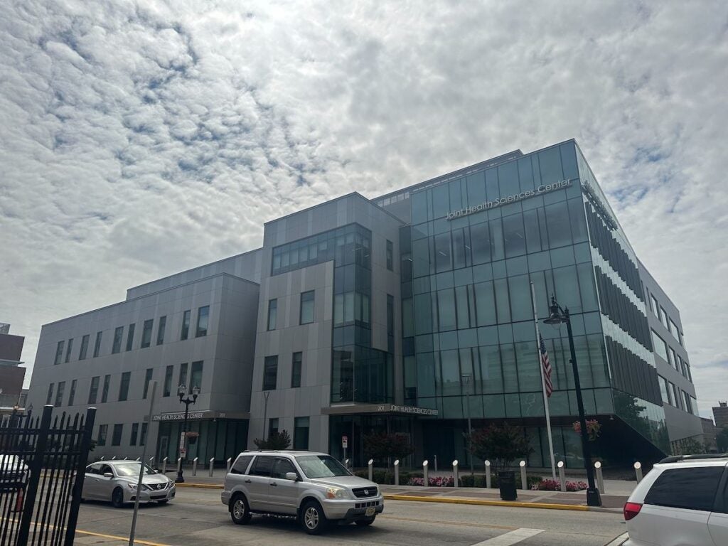 The Joint Health Sciences Center in Camden seen from the sidewalk