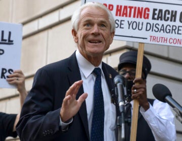 Peter Navarro speaking into a microphone