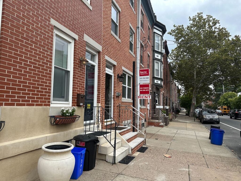 Rowhouses for rent are seen in South Philly