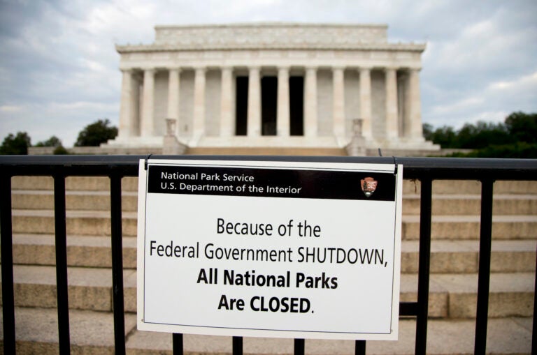 A sign saying 'All National Parks Are Closed'