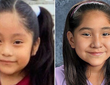On the left, a photo of Dulce Maria Alavez when she was five years old. Right, an age progression photo showing what she would look like four years later.