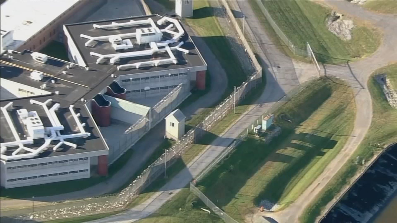 A vehicle leaves the Chester County Correctional Complex as the search  continues for Danelo Cavalcante in Pocopson Township, Pa., on Sunday, Sept.  3, 2023. Cavalcante escaped from the Chester County Prison. Cavalcante