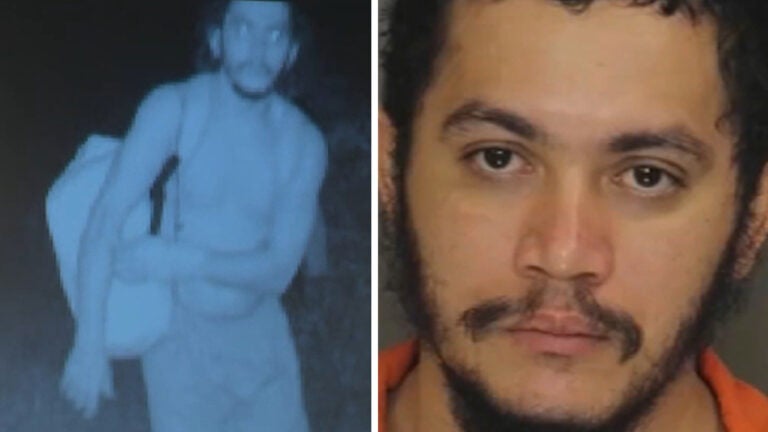 Danelo Cavalcante appears in surveillance footage on the left; on the right is Cavalcante's mugshot