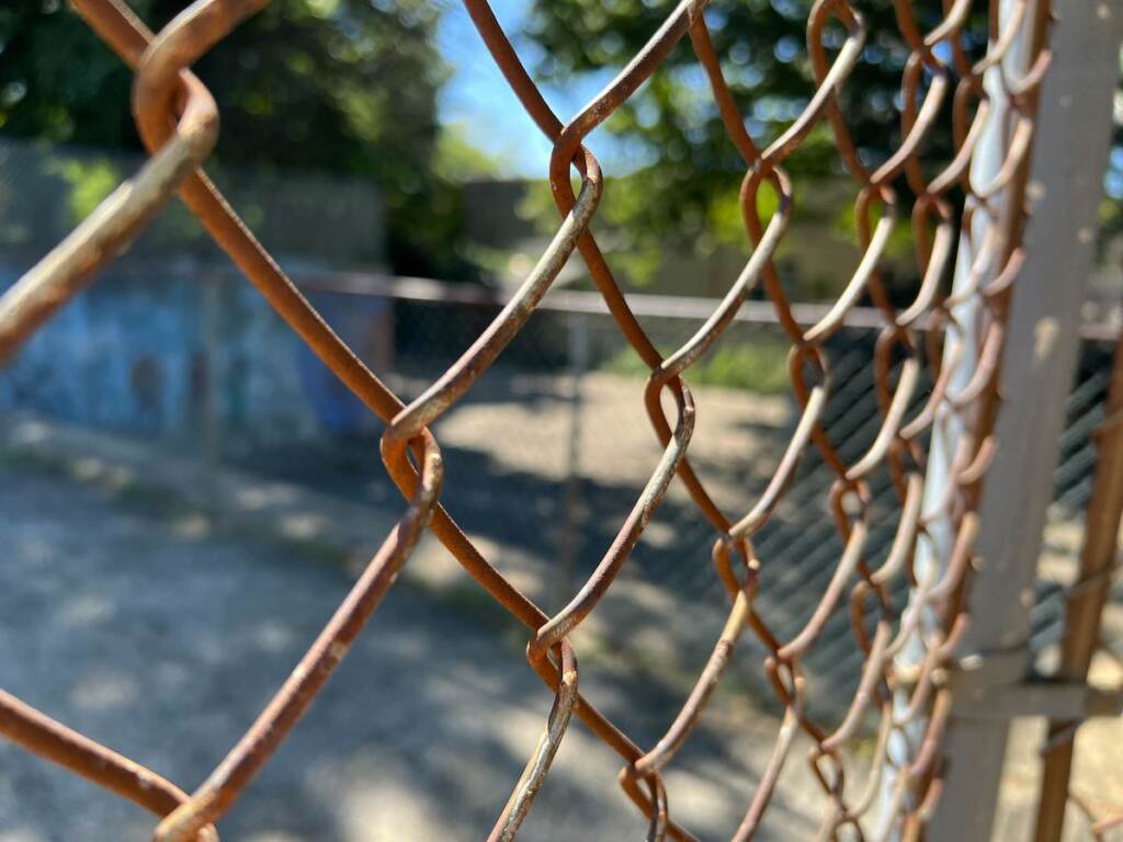 A close-up of a fence