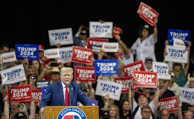 Trump speaking at a rally
