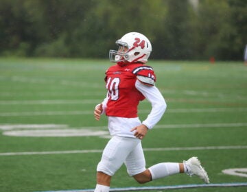 Haley Van Voorhis' play led to an incomplete third-down pass by the Juniata quarterback on Saturday. Shenandoah went on to win, 48-7.