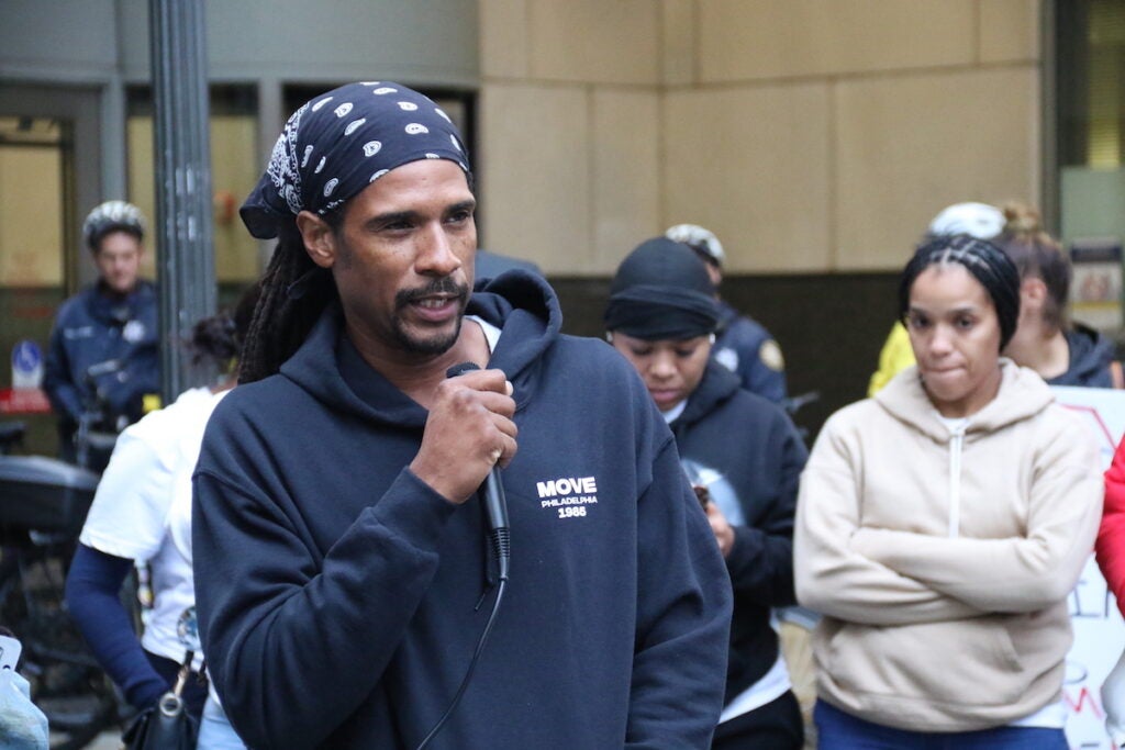 MOVE Legacy Director Mike Africa Jr. addressed protesters