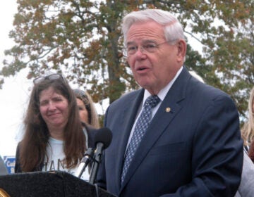 Sen. Bob Menendez speaks at a podium.