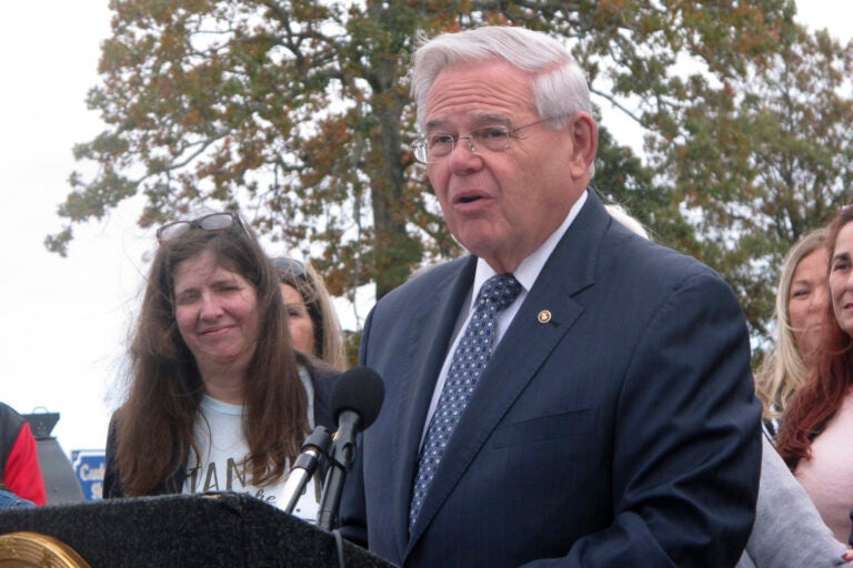 Sen. Bob Menendez speaks at a podium.