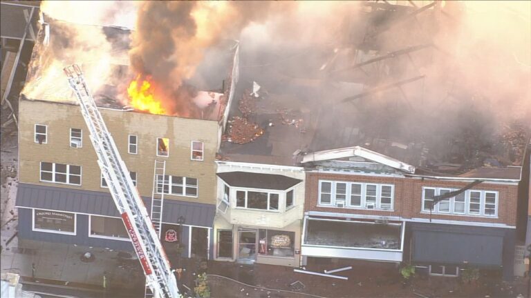 A large fire is seen in Oxford, Chester County