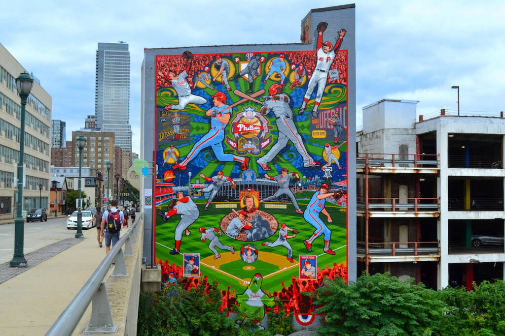 A mural showing the Phillies