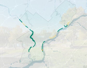 Map of Philadelphia showing trails