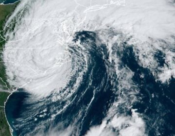 A satellite image of Tropical Storm Ophelia