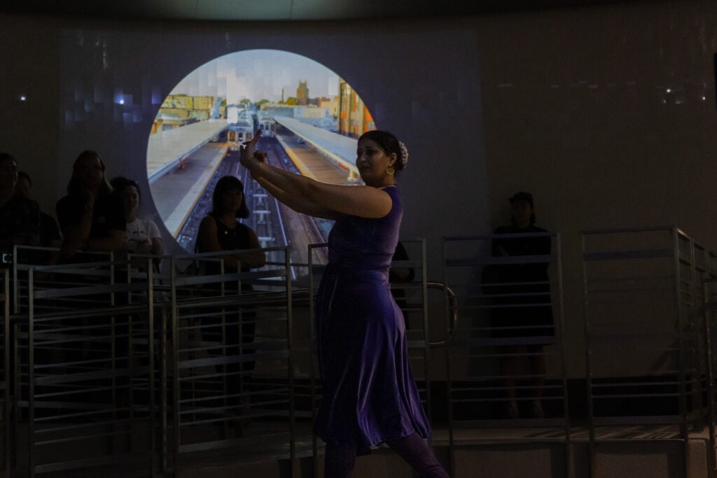 A dancer performs during the event