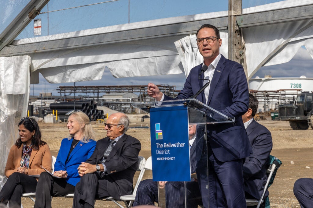 Josh Shapiro speaking at a podium