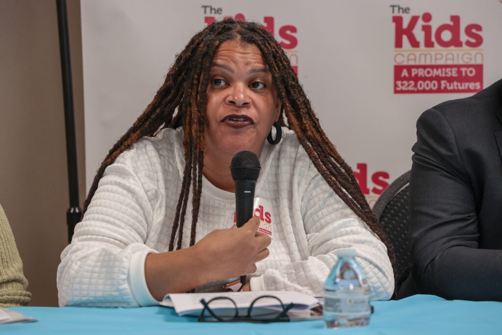 Maritza Guirdy speaks on a panel