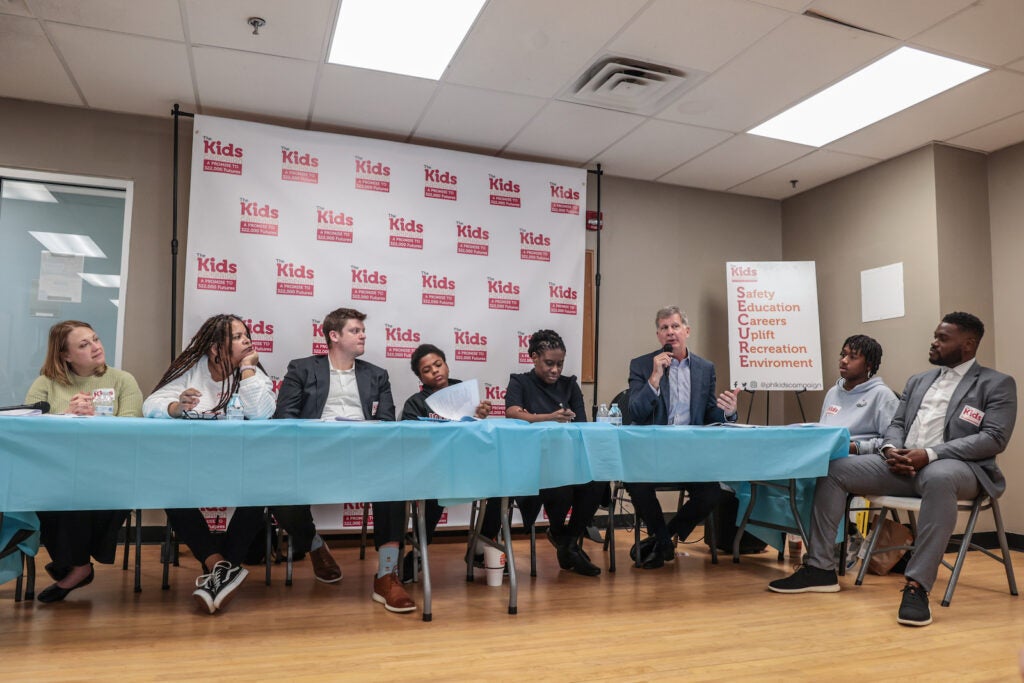 A Kids Campaign panel is seen at the YMCA