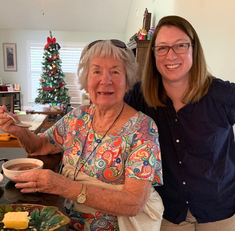 Reporter Kerry Sheridan with her grandmother Olga Smith making 