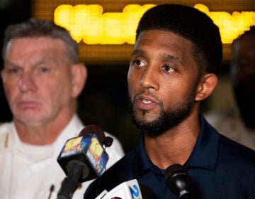 Baltimore Mayor Brandon Scott speaks at a news conference at Morgan State University after a shooting, Wednesday, Oct. 4, Baltimore. Multiple people were wounded, none critically, in a shooting that interrupted a homecoming week celebration at the university in Baltimore on Tuesday and prompted an hourslong lockdown of the historically Black college.