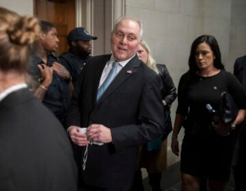 House Majority Leader Steve Scalise of La., speaks to reporters as he arrives for a meeting of House Republicans to vote on candidates for Speaker of the House on Capitol Hill, Wednesday, Oct. 11, 2023 in Washington. Stalemated over a new House speaker, the Republican majority is scheduled to convene behind closed doors to try to vote on a nominee. But lawmakers say Wednesday's private ballots to replace ousted Speaker Kevin McCarthy could take a while. (AP Photo/Mark Schiefelbein)