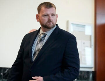 Former Aurora, Colo., Police Department officer Randy Roedema leaves the courtroom after he was convicted of charges in the 2019 death of Elijah McClain after a trial in the Adams County, Colo., courthouse Thursday, Oct. 12, 2023, in Brighton, Colo.