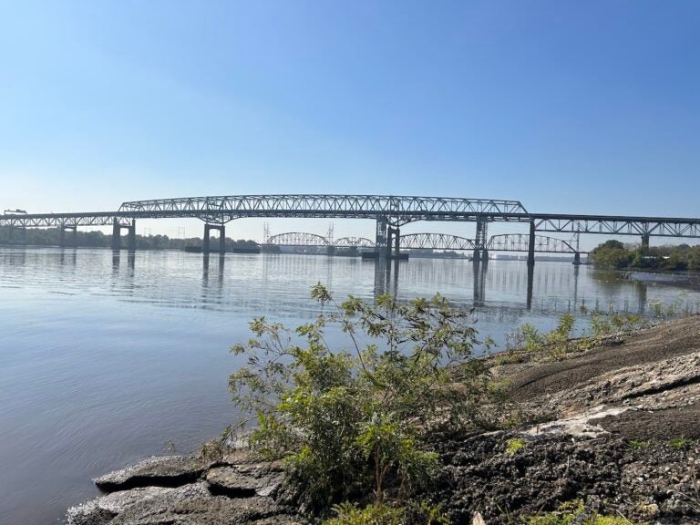 A view of a bridge and the Delaware River