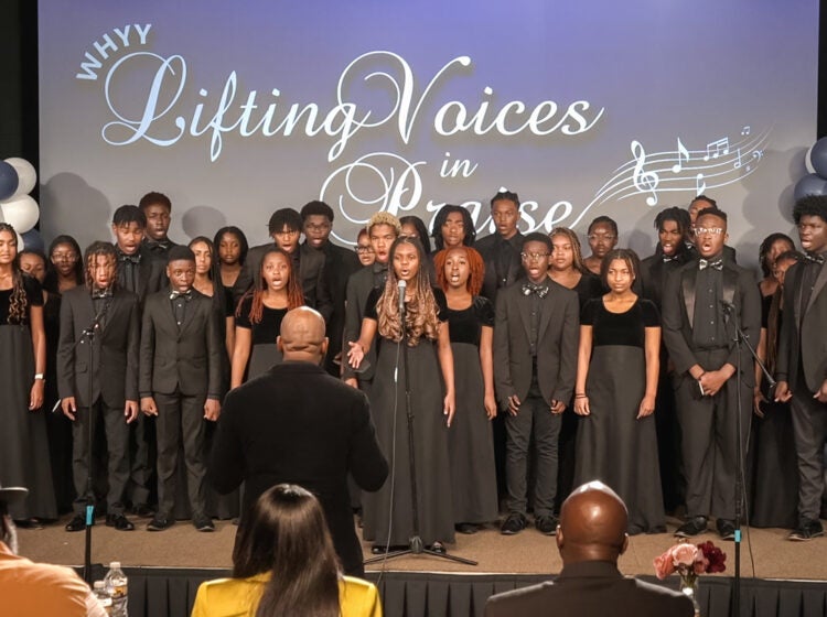 A choir singing in the WHYY Lifting Voices in Praise competition