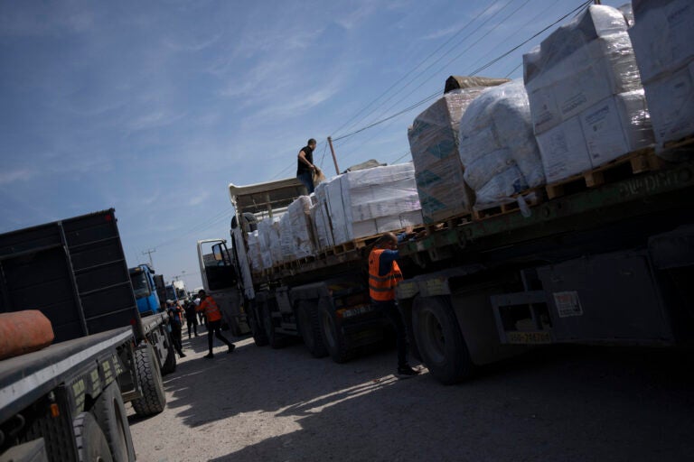 Aid trucks lined up to enter Gaza