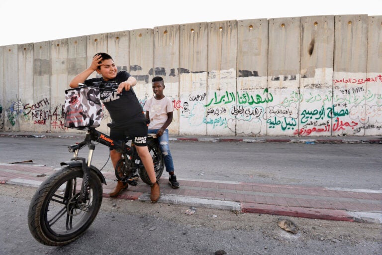 Two boys on a motorbike