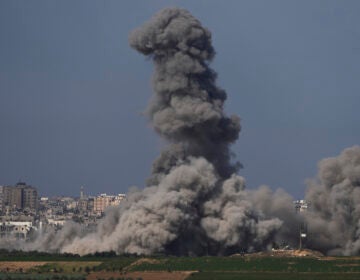 Smoke rises following an Israeli airstrike in the Gaza Strip