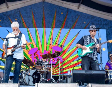 Paul Barrere, left, and Fred Tackett of Little Feat perform onstage