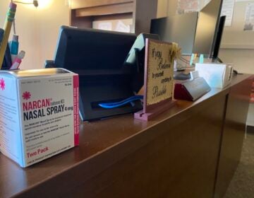 box of narcan on a desk