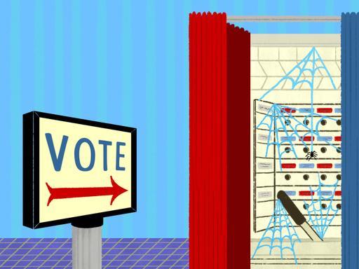An illustration reflects an outdated provision of Pennsylvania's Election Code that applies to lever-action voting machines that haven’t been used in nearly two decades.