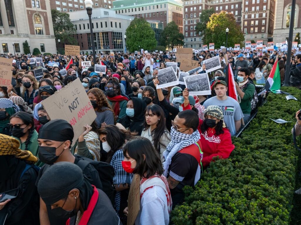 Protesters supporting Palestine on campus