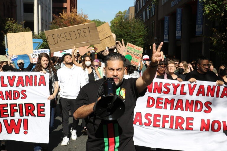 Protesters march through the streets