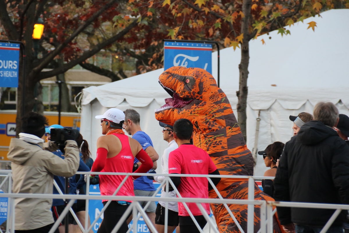 Runners of all types, even those prehistoric, participated in the 30th AACR Philadelphia Marathon.