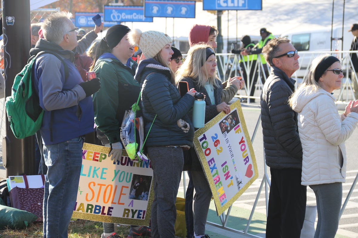 Supporters cheered on their loved ones and others during the AACR Philadelphia Marathon on Sunday.
