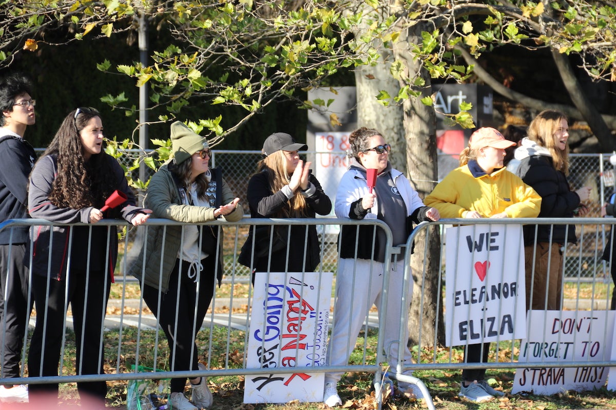 Supporters cheered on their loved ones and others during the AACR Philadelphia Marathon on Sunday.