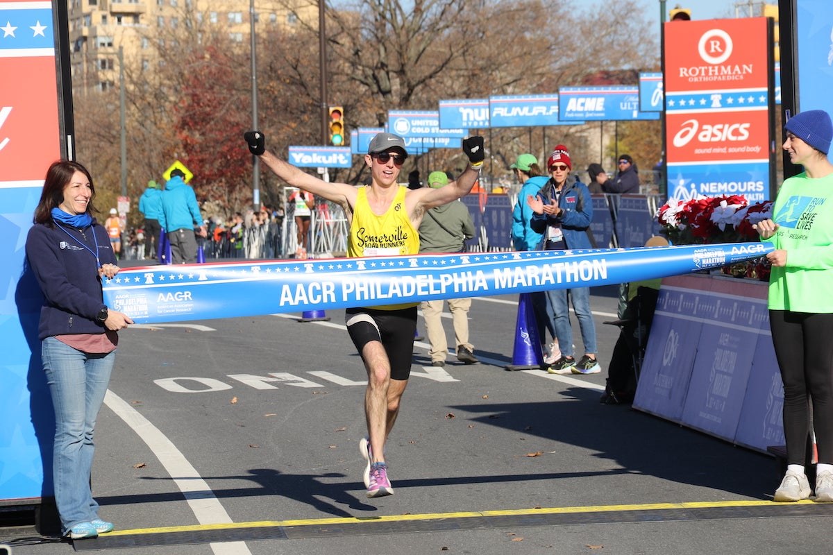 Kassian Eaton of Somerville, Massachusetts was first of the Non-Binary runners with a time of 2:35:38 on Sunday.