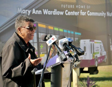 Ann Wardlow speaking at a podium