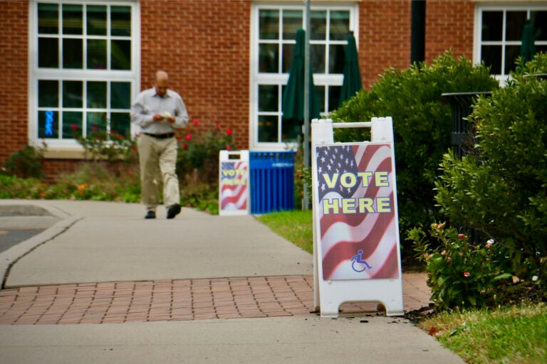 A polling place at Moorestown Township Town Hall in Burlington County, New Jersey.